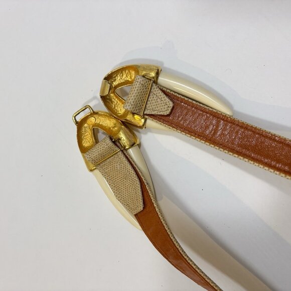 Alexis Kirk VTG Statement Belt Lucite Horn Cream Gold Adjustable Small/Medium main image 4